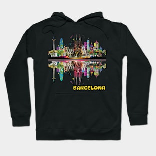 Barcelona Spain City Skyline Pop Art Wanderlust Urban Hoodie